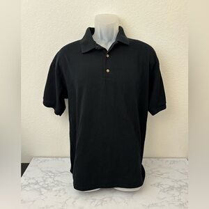 Gildan Dry Blend Mens Polo Shirt Black Sz L Short Sleeve Plain​